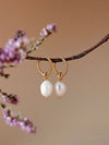 Serpentine Pearl Twisted Huggie Hoop Earrings