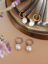 Serpentine Pearl Twisted Huggie Hoop Earrings