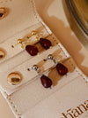 Red Agate Pomegranate Seed Ball Stud Earrings