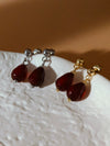 Red Agate Pomegranate Seed Ball Stud Earrings