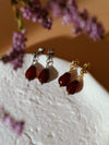 Red Agate Pomegranate Seed Ball Stud Earrings