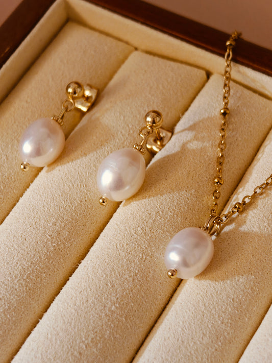Set of Pearl Embrace Earrings & Necklace