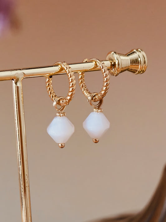 Aurora Rhombus Dendritic Agate Earrings