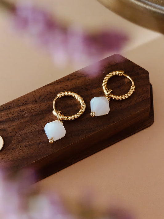 Aurora Rhombus Dendritic Agate Earrings