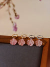 Carved Botan Cherry Quartz Earrings