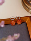 Carved Botan Carnelian Twisted Huggie Hoop Earrings