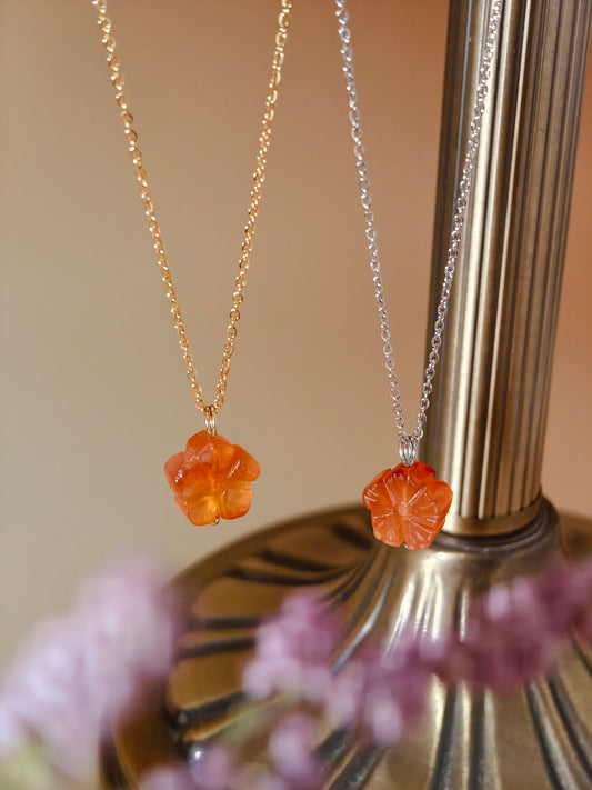 Carved Botan Carnelian Necklace