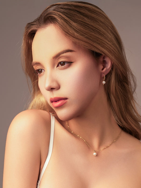 Set of Bridal Pearl Earrings & Necklace