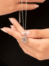 Spinning 9 Lucky Gemstones Dharma Wheel Pendant Necklace