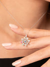 Spinning 9 Lucky Gemstones Dharma Wheel Pendant Necklace