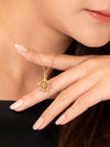 Spinning 9 Lucky Gemstones Dharma Wheel Pendant Necklace