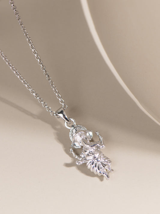 Standing Ganesha Necklace (Rhodium Silver)