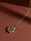 Spinning 9 Lucky Gemstones Dharma Wheel Pendant Necklace