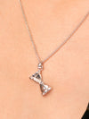 Hourglass Roman Numeral Necklace (Rhodium Silver)