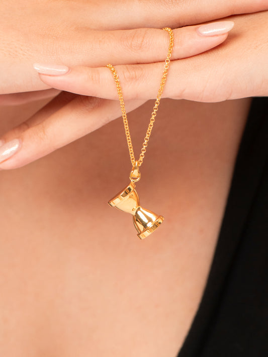 Hourglass Roman Numeral Necklace (Gold Vermeil)