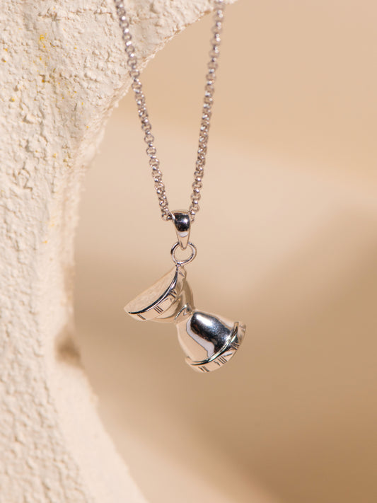 Hourglass Roman Numeral Necklace (Rhodium Silver)