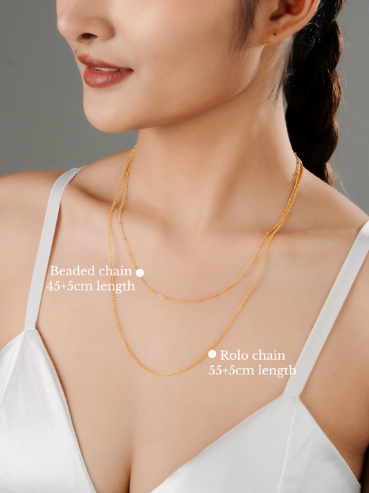 Rolo Chain or Beaded Chain Necklace (Gold Vermeil)
