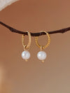 Bridal Pearl Twisted Huggie Hoop Earrings