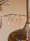 Elegant Natural Rose Quartz Lily Earrings