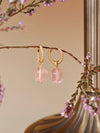 Elegant Natural Rose Quartz Lily Earrings