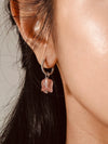 Elegant Natural Rose Quartz Lily Earrings