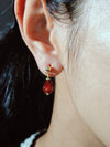Red Agate Pomegranate Seed Ball Stud Earrings