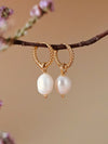 Serpentine Pearl Twisted Huggie Hoop Earrings