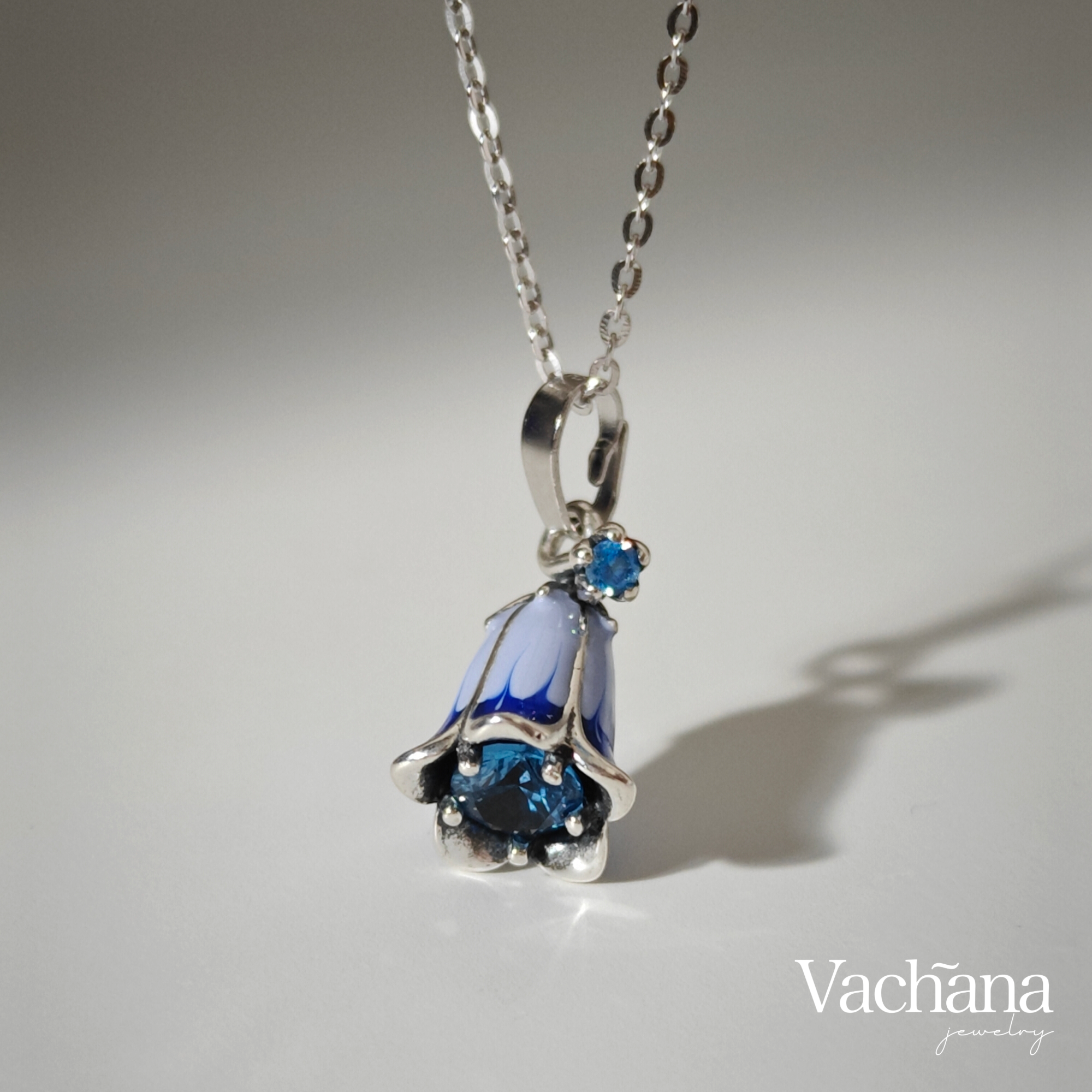 Bluebell 925 Sterling Silver Enamel Necklace