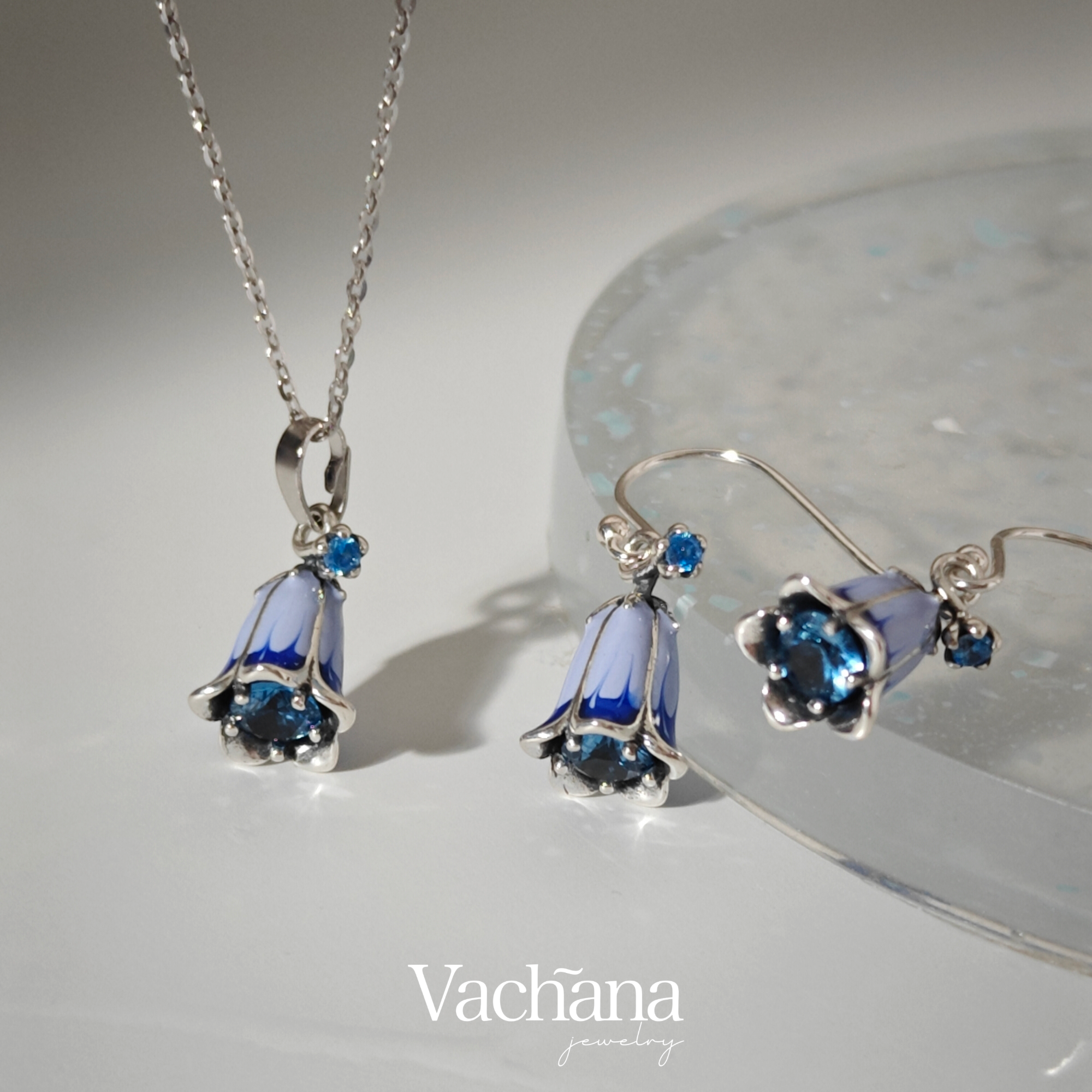 Bluebell Sterling Silver Enamel Jewelry Set