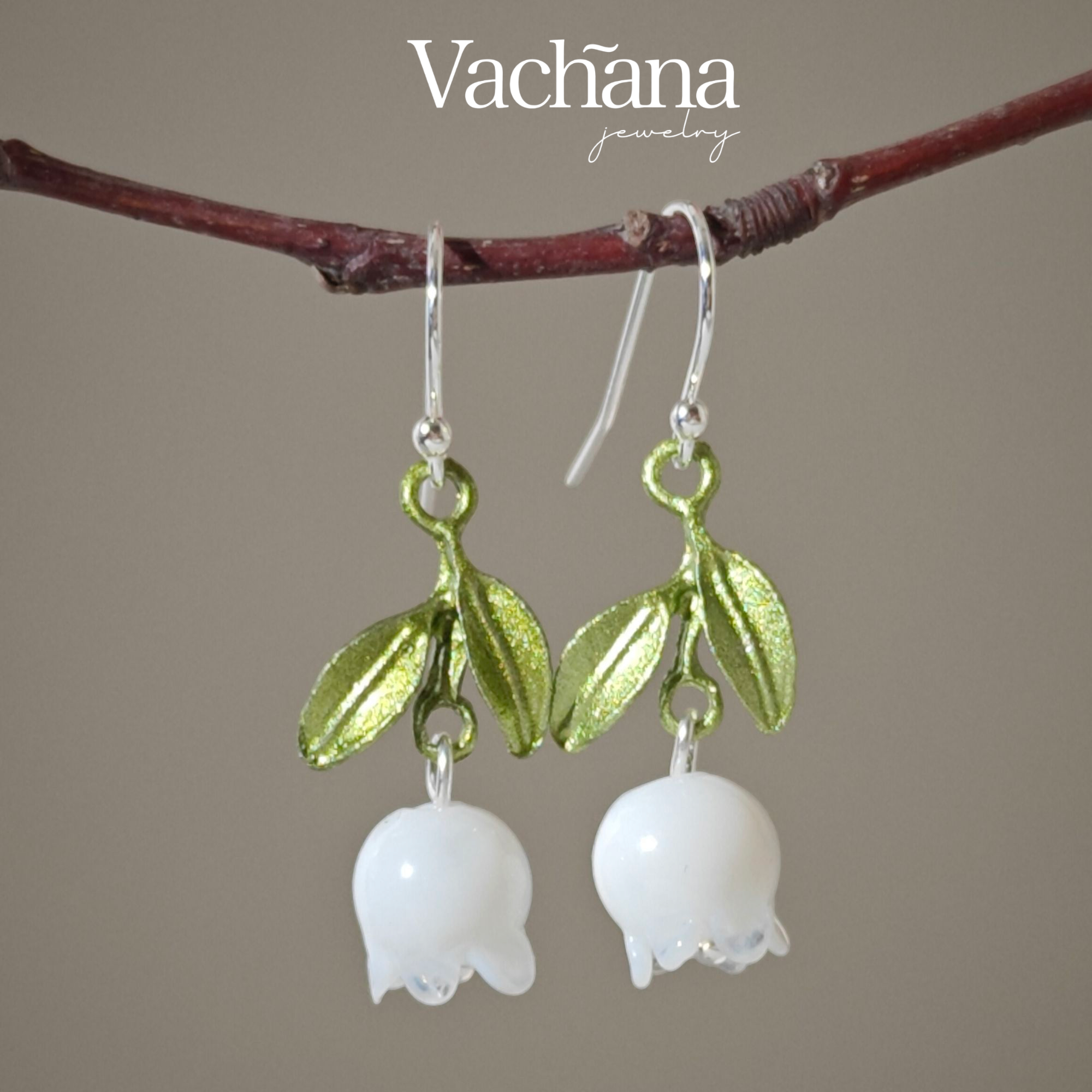 Lilly Of The Valley Sterling Silver 925 Dangle Earrings