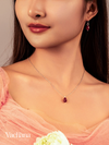 Vachana - Set of Red Agate Faceted Pomegranate Seed Sterling Silver Necklace and Earrings