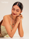 Vachana - Green Jade Myanmar Flower Sterling Silver Necklace & Earrings Set