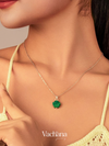 Vachana - Green Jade Myanmar Flower Sterling Silver 925 Pendant Necklace