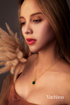 Vachana - Elegant Green Jade Lily Sterling Silver 925 Necklace