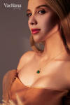 Vachana - Elegant Green Jade Lily Sterling Silver 925 Necklace