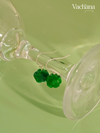 Vachana - Green Jade Myanmar Flower Sterling Silver 925 Dangle Earrings