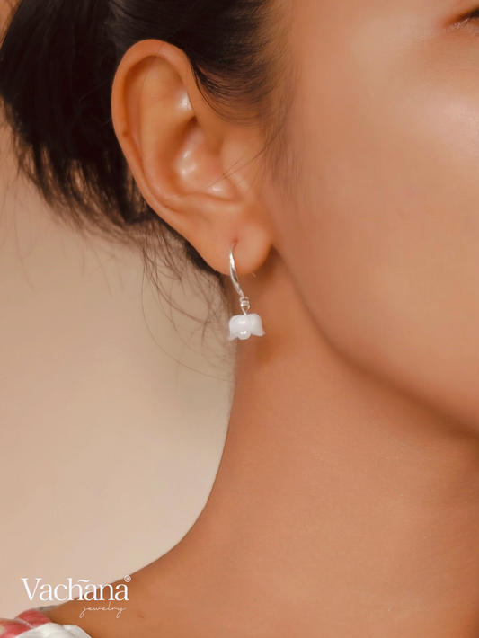 Vachana - Shell Lily Sterling Silver Dangle Earrings