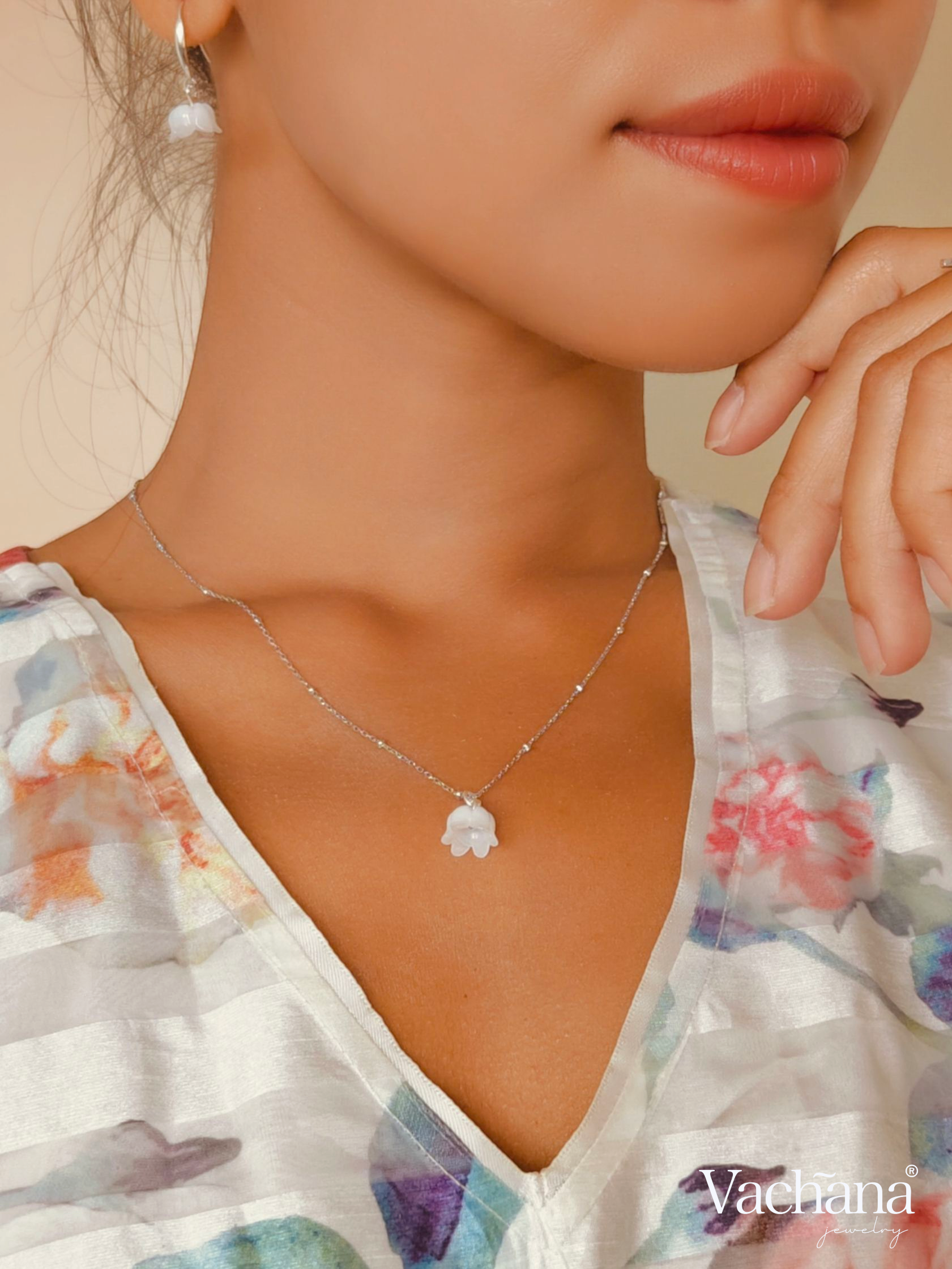 Vachana - Shell Lily Sterling Silver Necklace