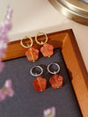 Carved Botan Carnelian Twisted Huggie Hoop Earrings