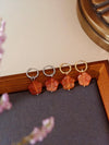 Carved Botan Carnelian Twisted Huggie Hoop Earrings