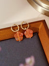 Carved Botan Carnelian Twisted Huggie Hoop Earrings