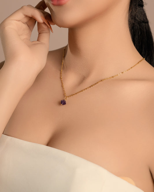Aurora Rhombus Amethyst Necklace