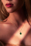 Vachana - Elegant Green Jade Lily Sterling Silver 925 Necklace