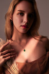 Vachana - Elegant Green Jade Lily Sterling Silver Necklace and Earrings Set