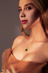 Vachana - Elegant Green Jade Lily Sterling Silver Necklace and Earrings Set