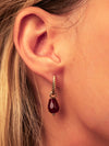 Red Agate Pomegranate Seed Twisted Huggie Hoop Earrings