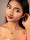 Set of Red Agate Pomegranate Seed Earrings & Necklace (Sterling Silver)