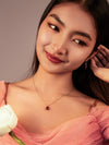 Set of Red Agate Pomegranate Seed Earrings & Necklace (Sterling Silver)