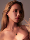Set of Elegant Green Jade Lily Earrings & Necklace