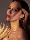 Set of Elegant Green Jade Lily Earrings & Necklace